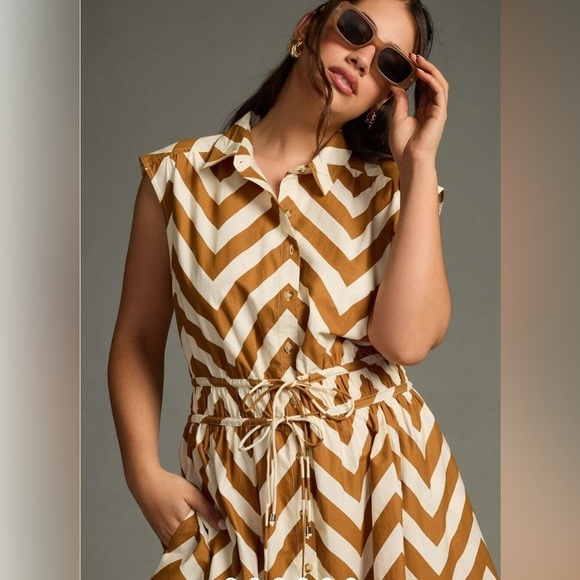 Maeve Sleeveless Shirt Dress by Anthropologie Cedar Size XSP EUC - Picture 7 of 9